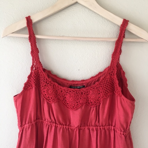 Lucky Brand Coral Linen Empire Waist Dress - Picture 3 of 7